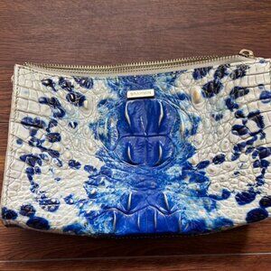 Brahmin Blue and white Leather Crocodile Embossed Small wristlet